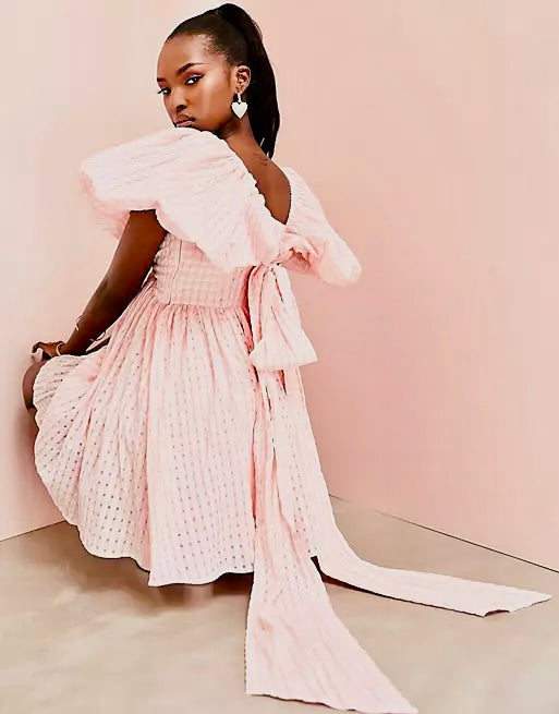 asos pink gingham dress ASOS DESIGN seam details mini dress in pink gingham