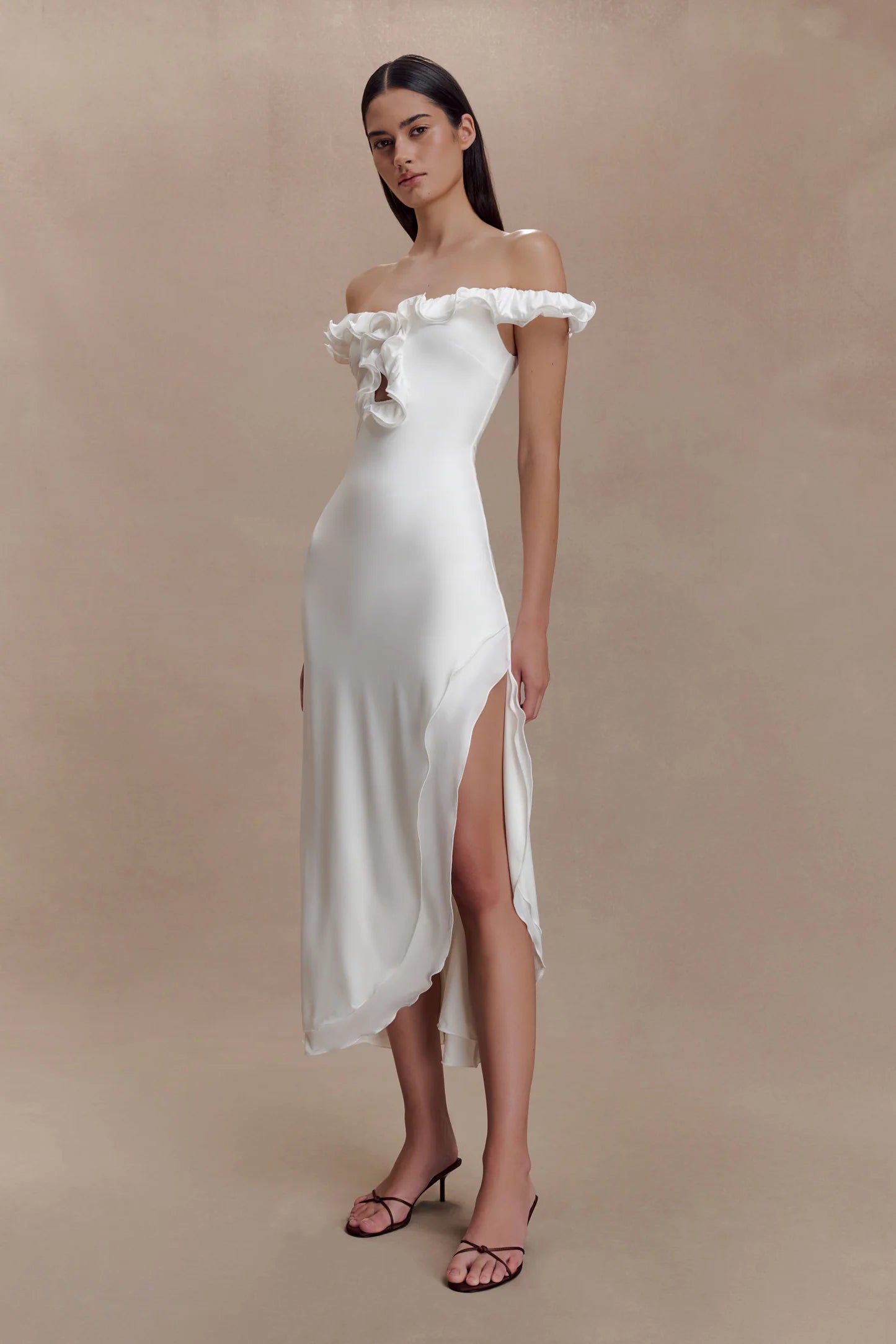 MESHKI Allegra Ruffle Dress White