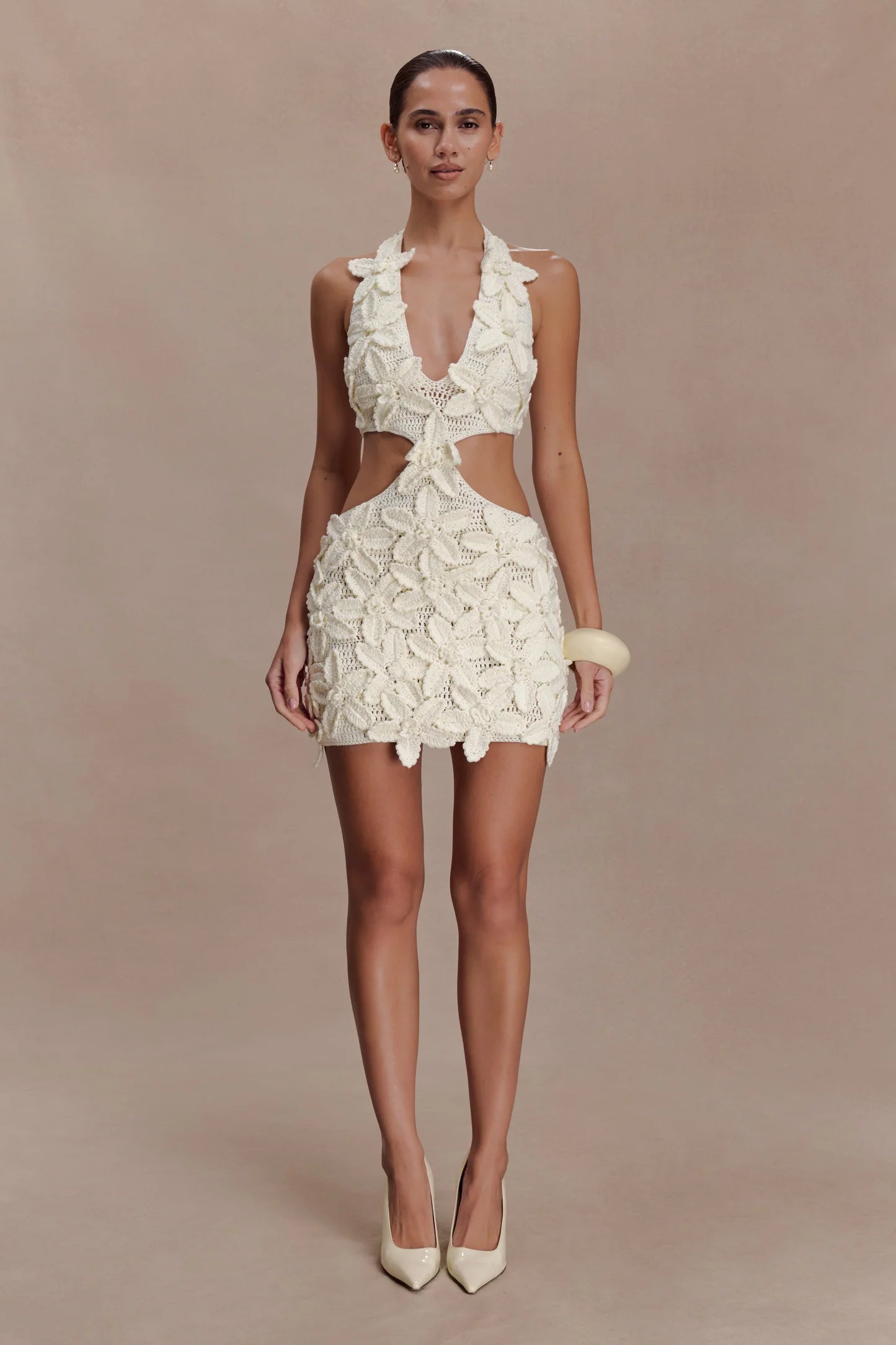 MESHKI Jaylene Crochet Mini Dress