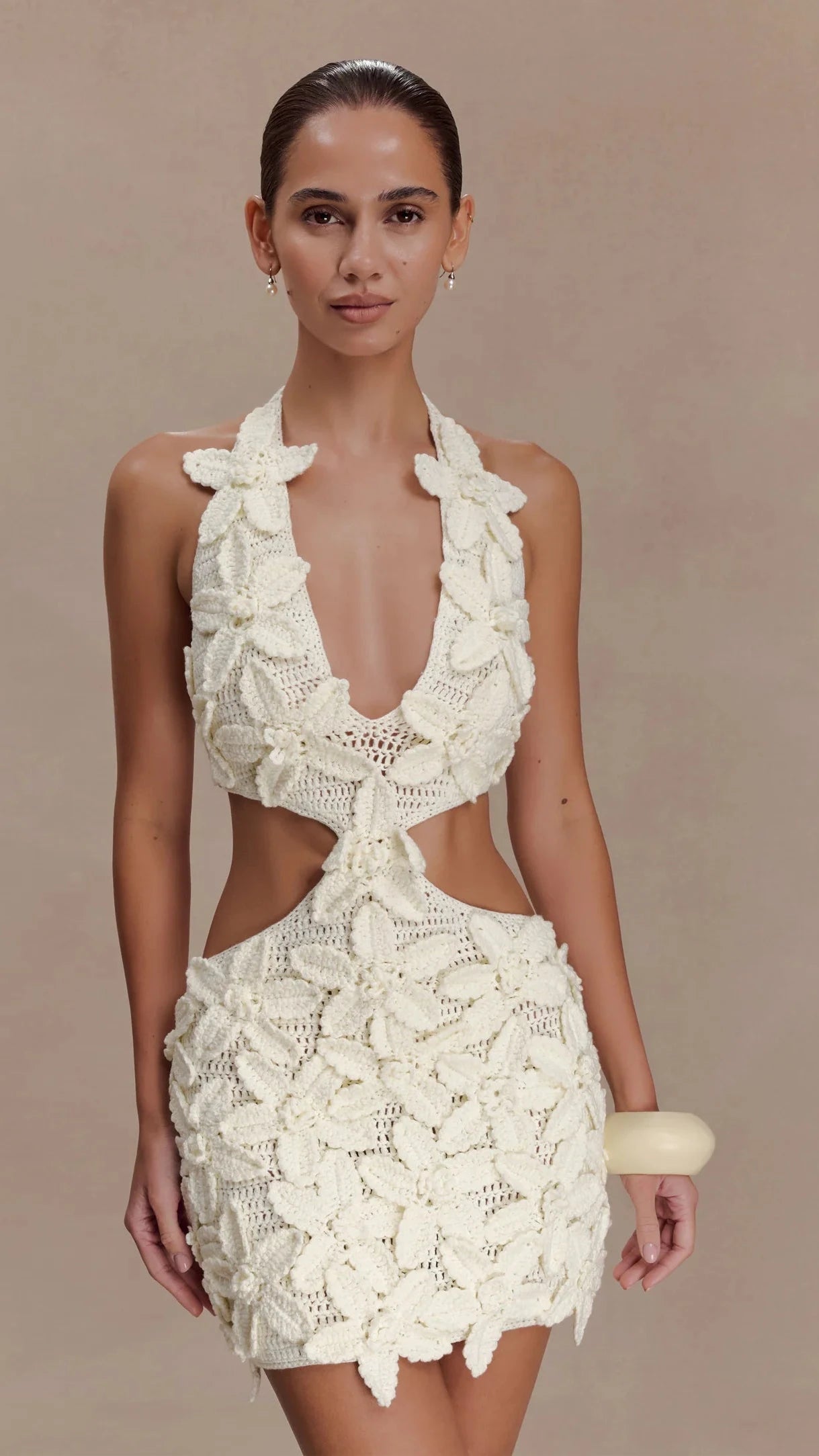 MESHKI Jaylene Crochet Mini Dress