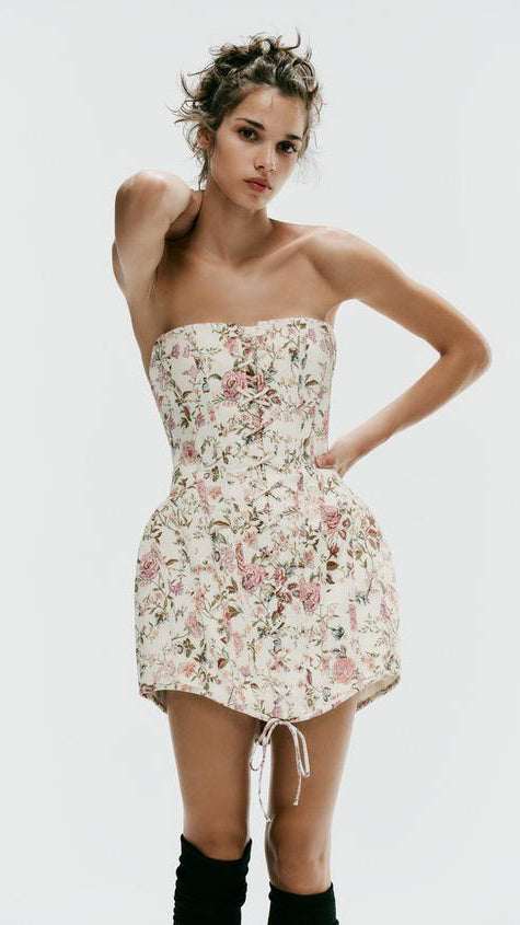 ZARA Floral Corset Mini Dress