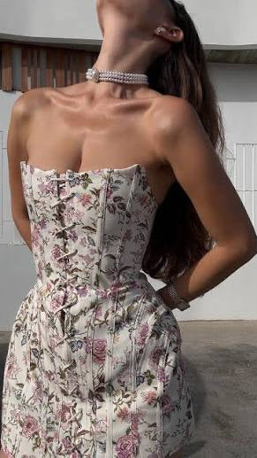 ZARA Floral Corset Mini Dress