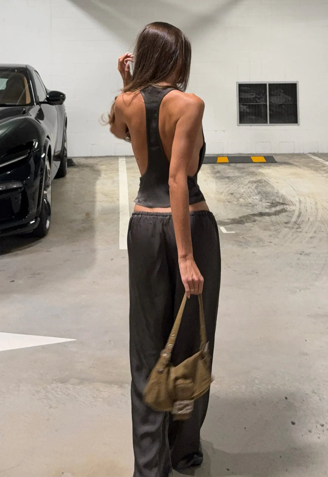 LIONESS Bare satin co-ord mocha