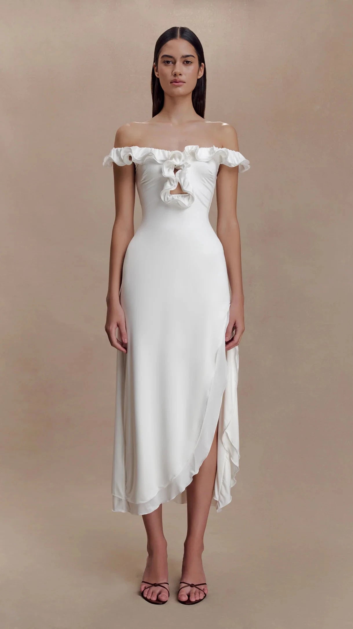 MESHKI Allegra Ruffle Dress White