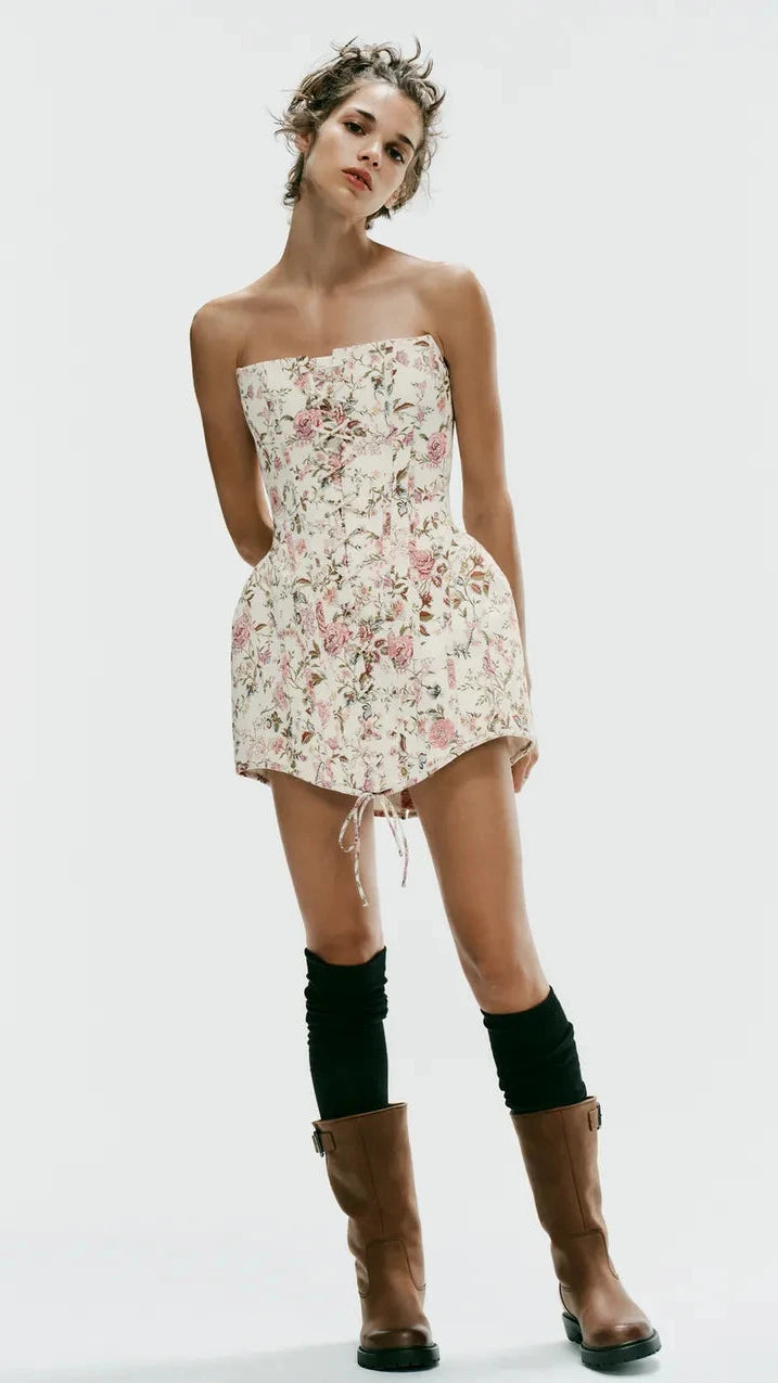 ZARA Floral Corset Mini Dress