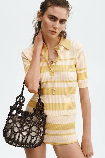 H&M striped knit set yellow