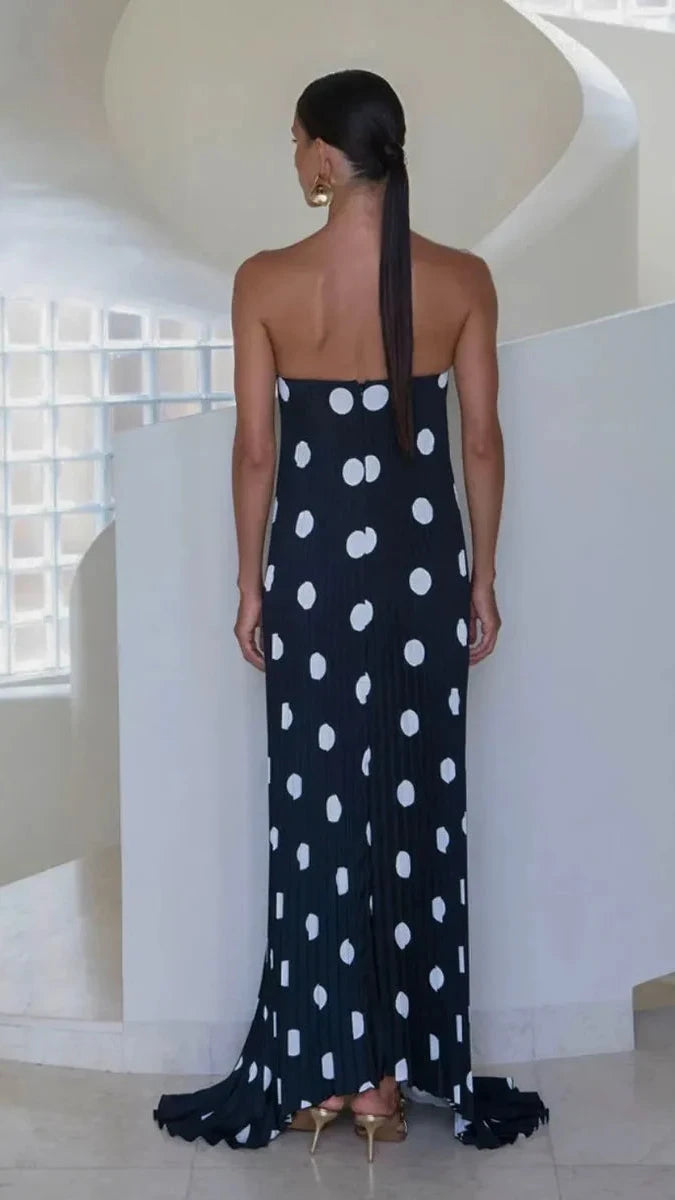L’IDEE Polka pleated evening gown