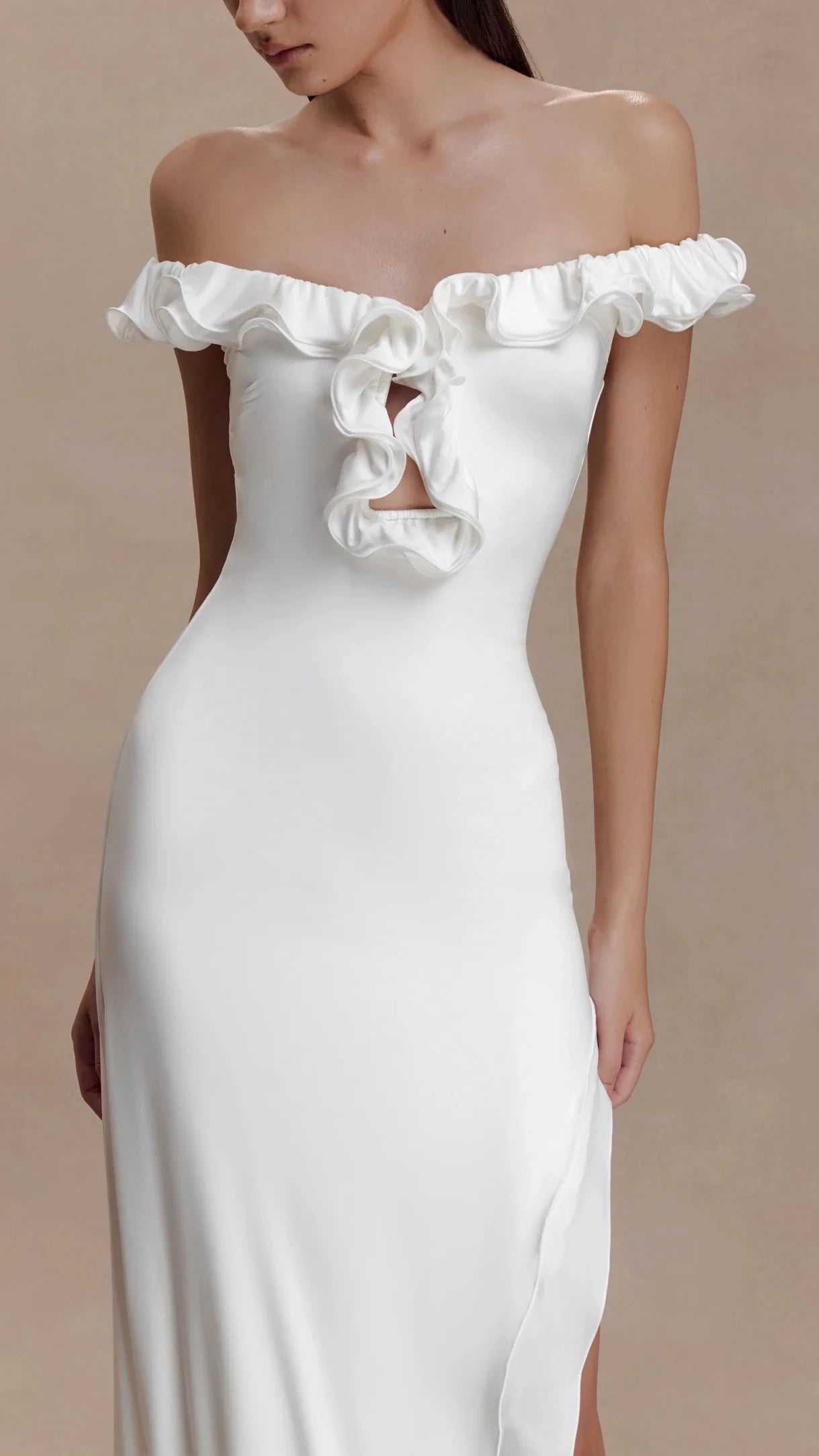 MESHKI Allegra Ruffle Dress White