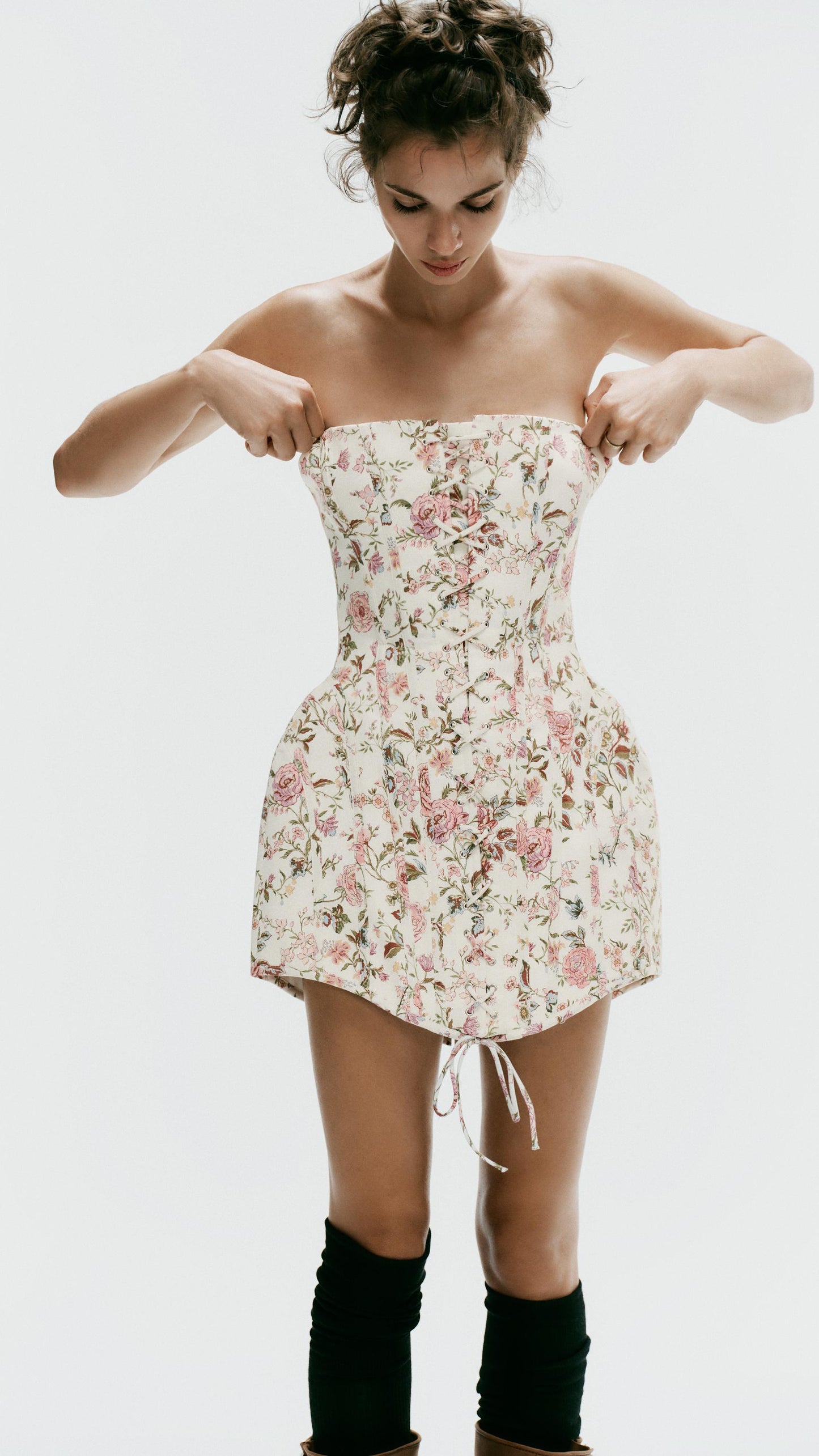 ZARA Floral Corset Mini Dress