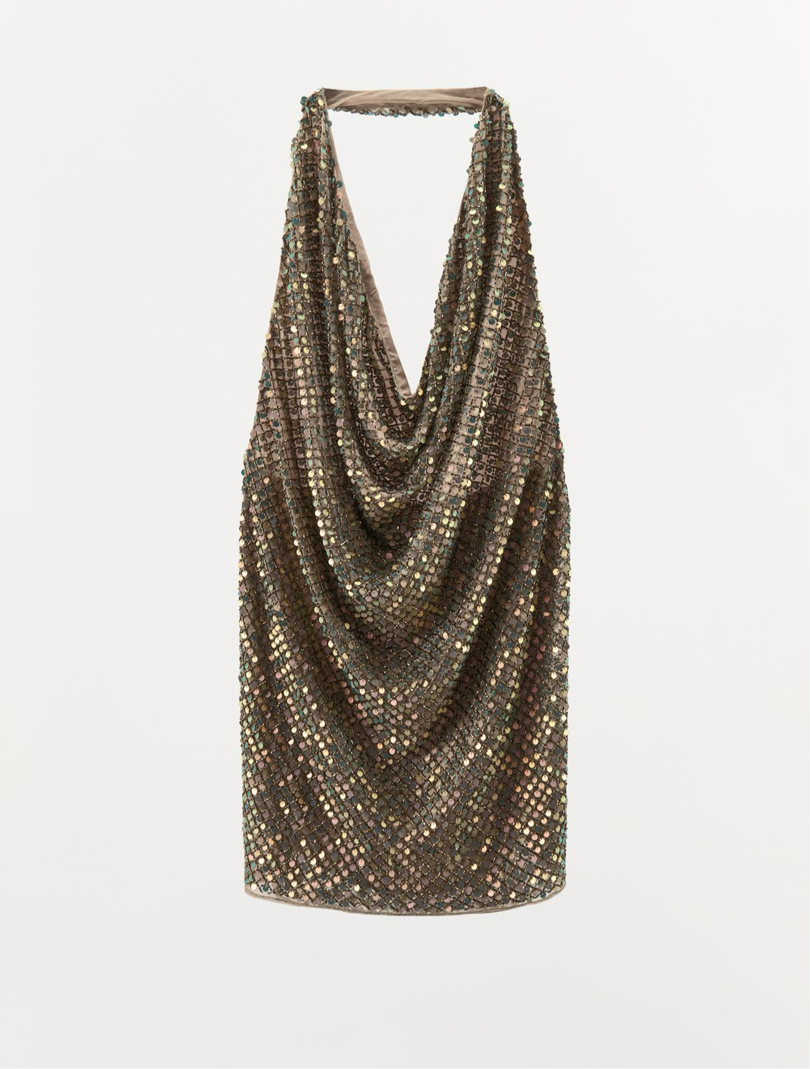 ZARA Sequin & beaded halter dress